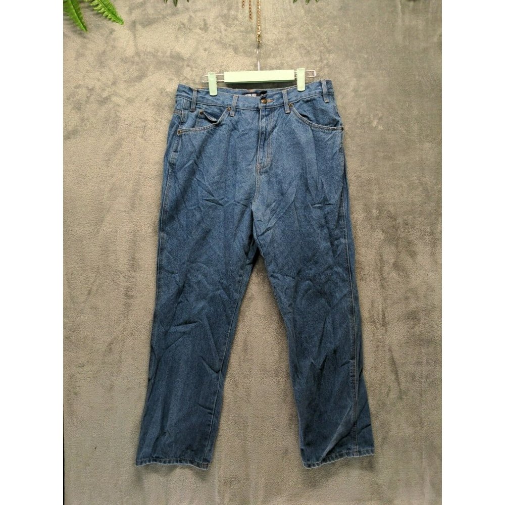 MISSION RIDGE Men Jeans Mid Rise Straight Leg Medium Wash W:36 L:32